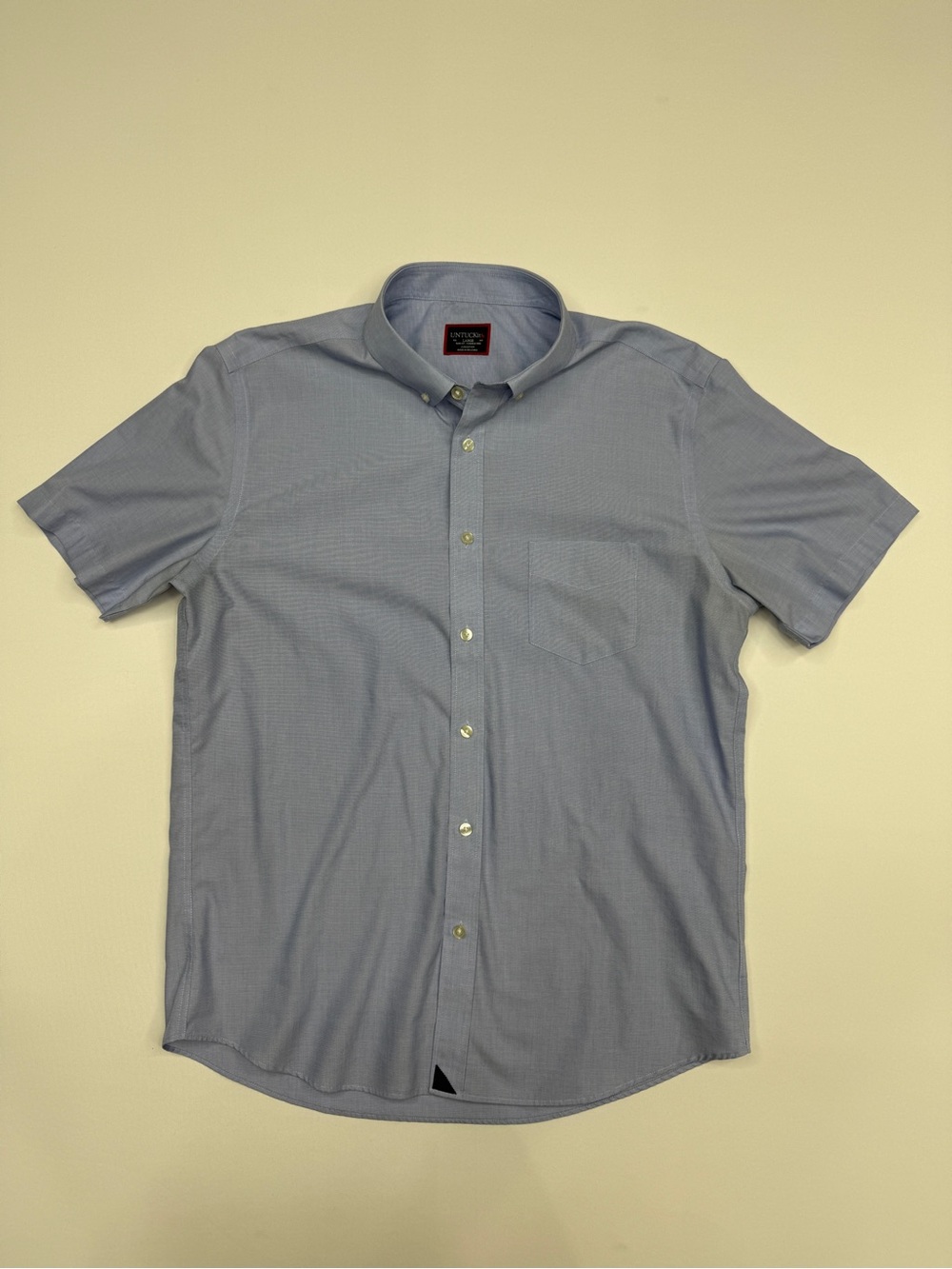 UNTUCKit Hillstowe Slim Fit Short Sleeve Button Down Shirt Blue Large